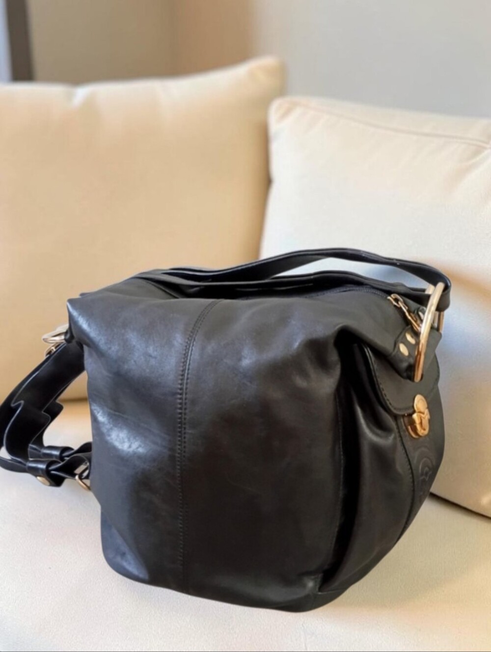 RARE Vintage MARINO ORLANDI Leather Convertible Sling Rose Gold Hardware